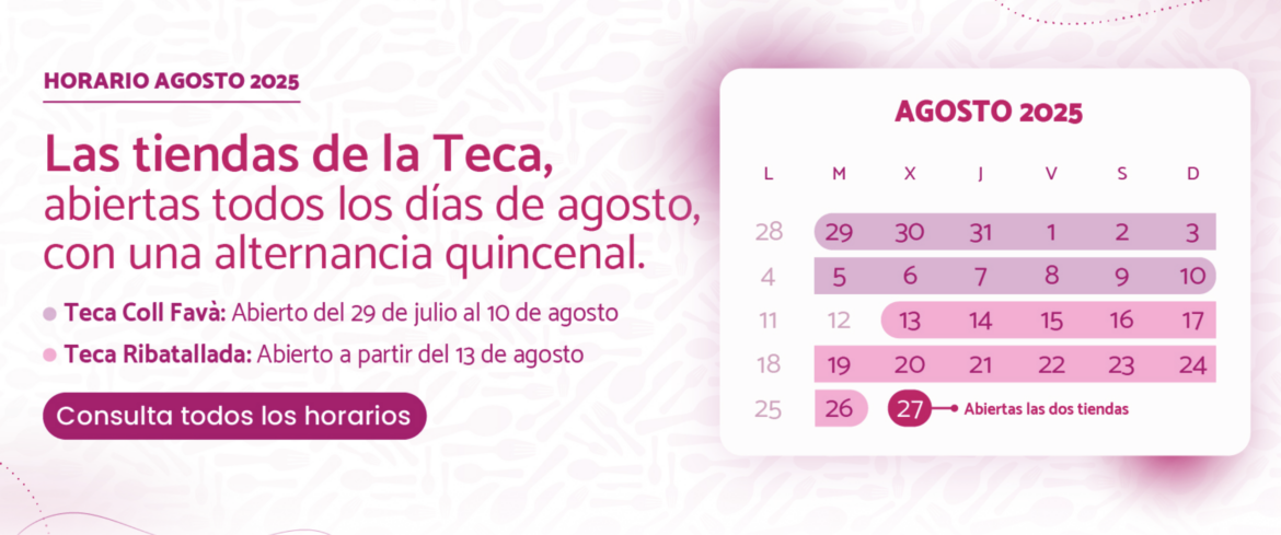 Las tiendas de Coll Favà y Ribatallada de la Teca Sàbat, abiertas de forma alterna durante el mes de agosto