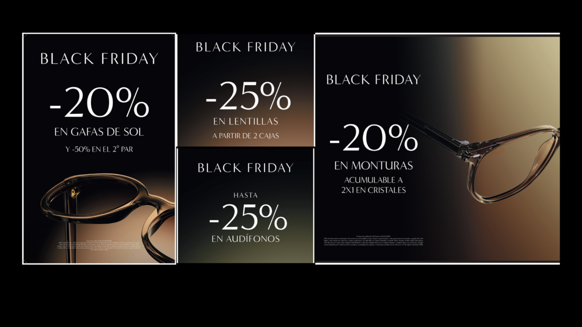 OPTICA2OOO celebra el Black Friday con descuentos de hasta el 25% en gafas, lentillas y audífonos