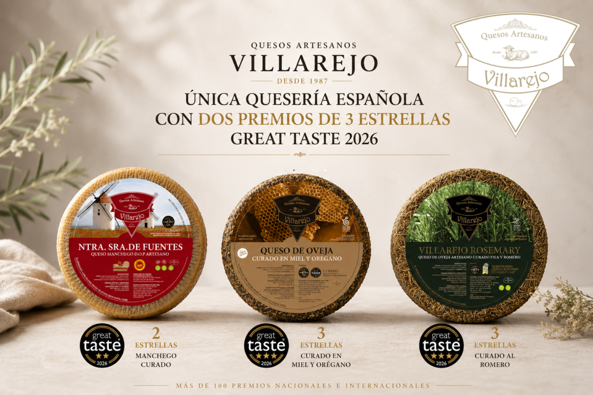 Quesos Villarejo, única quesería española en lograr dos galardones de 3 estrellas en los Great Taste Awards