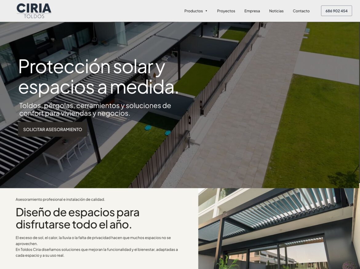 CIRIA Toldos lanza su nueva página web con un diseño más intuitivo y una completa exposición de productos y proyectos realizados