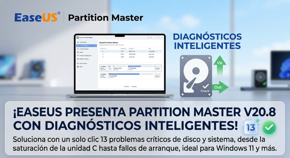 EaseUS lanza una nueva actualización de su software de administración de particiones: EaseUS Partition Master v20.8 con Diagnósticos Inteligentes para detectar 13 problemas de disco y mantener la salud del sistema y del disco