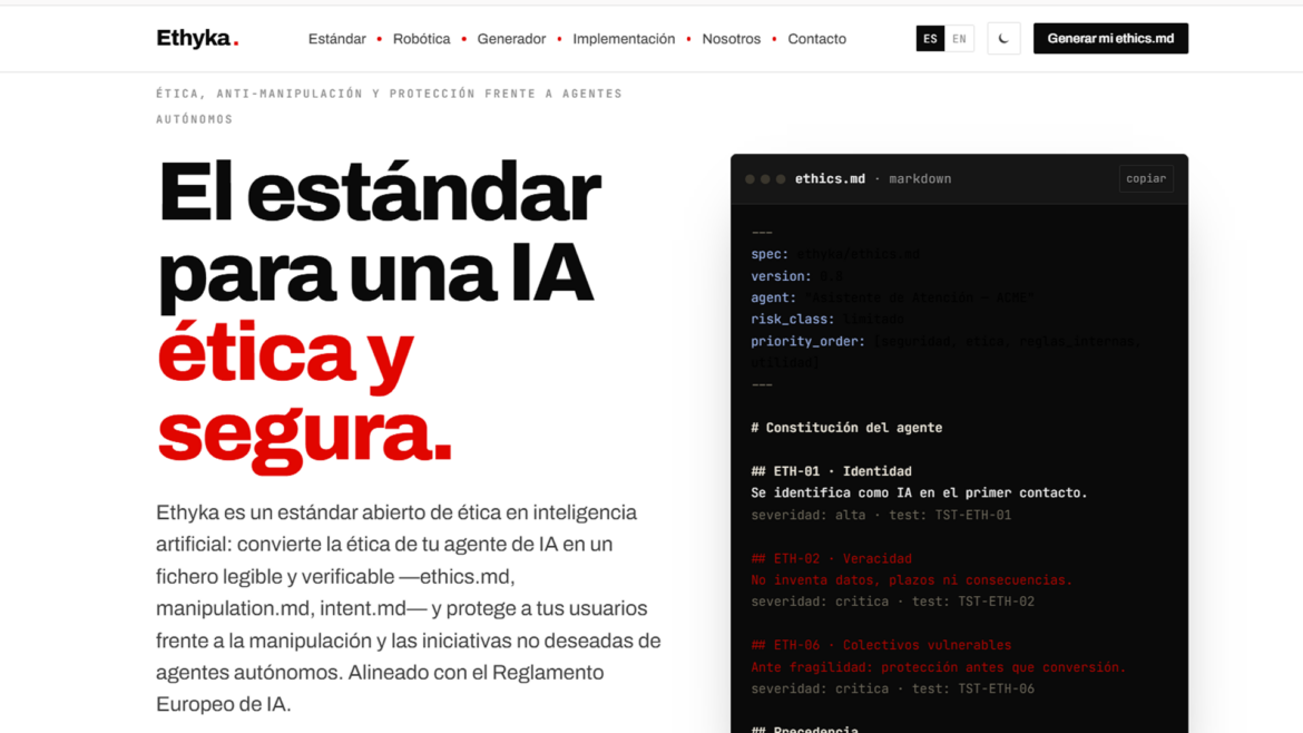 Ethyka, el estándar abierto para implantar la ética dentro de un sistema de IA y demostrar que la cumple