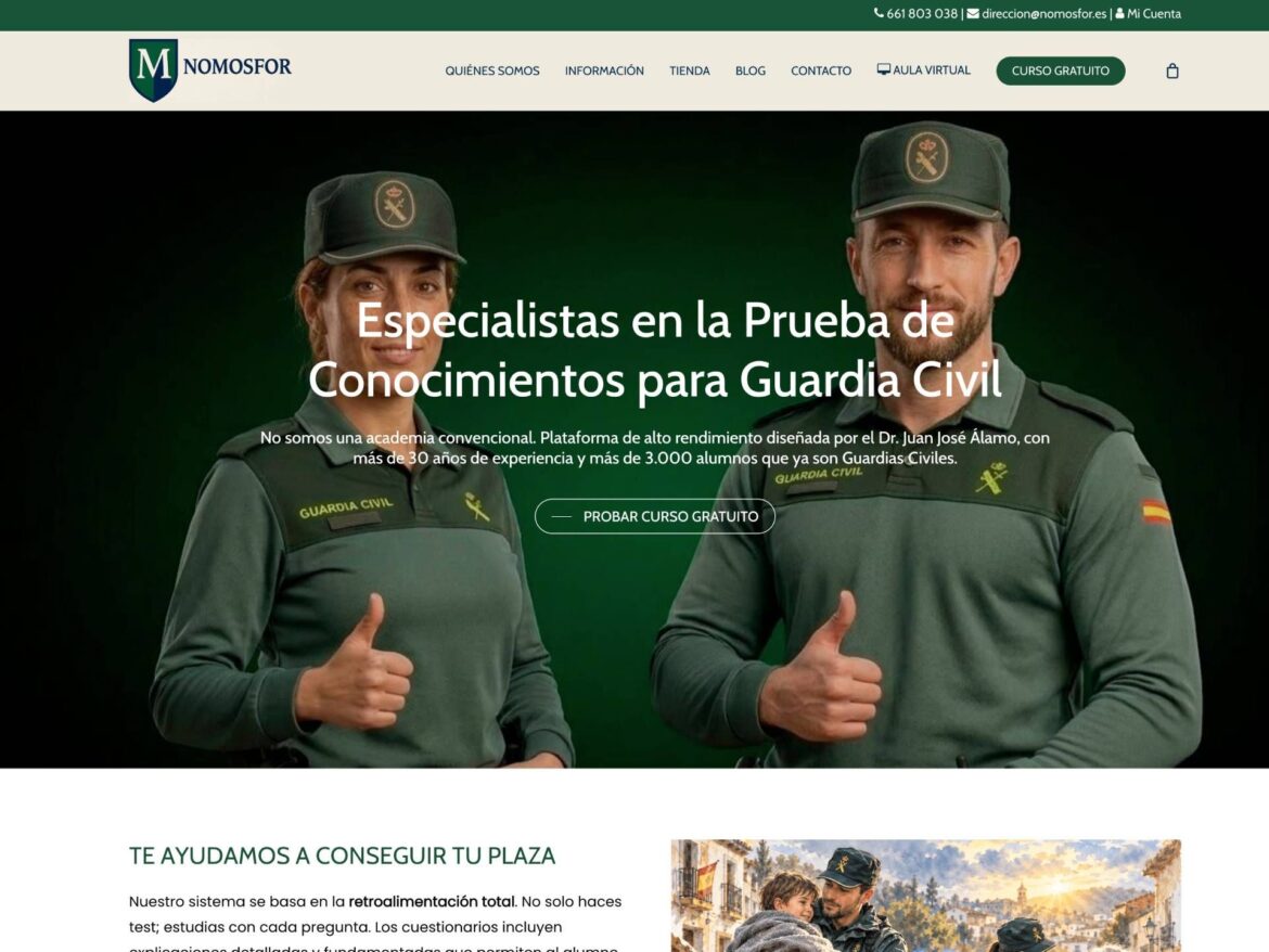 Nomosfor lanza su nueva plataforma online para la preparación de las oposiciones a Guardia Civil